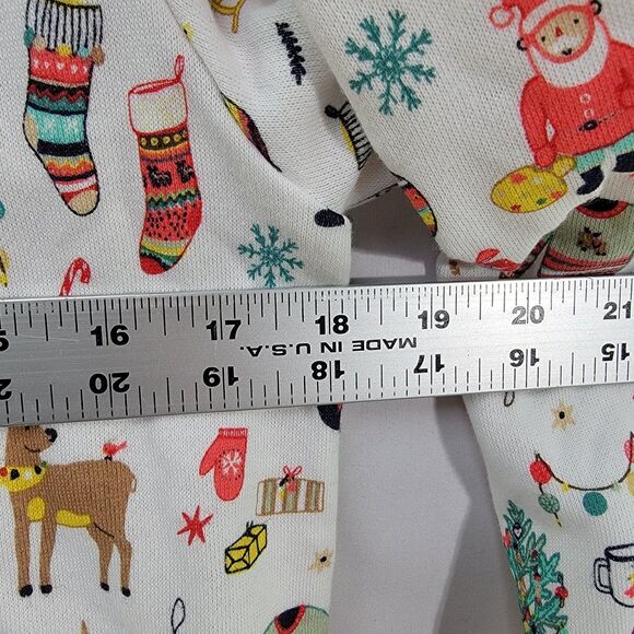 Christmas Style Print Pattern White Sweater Long Sleeves Crew Neck Women's Sz M - Picture 7 of 7